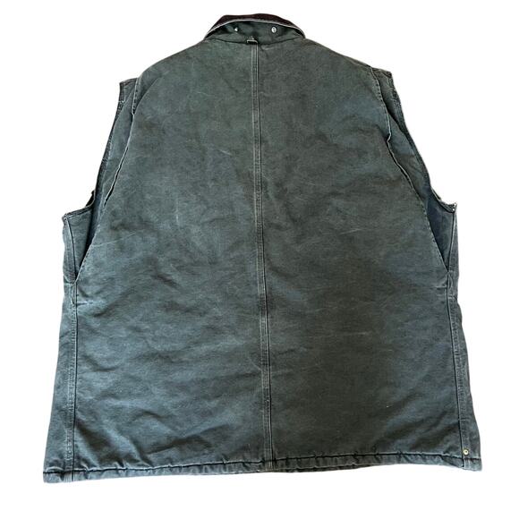 Vintage Carhartt Duck Canvas Work Vest Quilted Lined Green Corduroy Collar 4XL - Picture 2 of 9